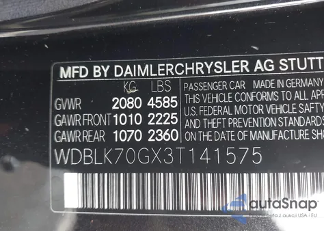 2003 Mercedes-Benz Clk 430 z USA, uszkodzony, nr VIN WDBLK70GX3T141575